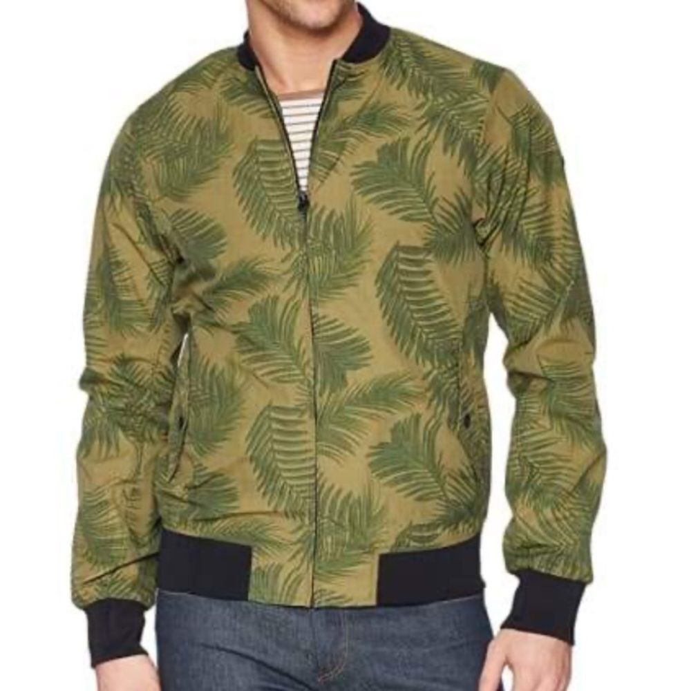 Scotch & Soda Palm Leaf Print Bomber Jacket - Men's Green Tropical XL